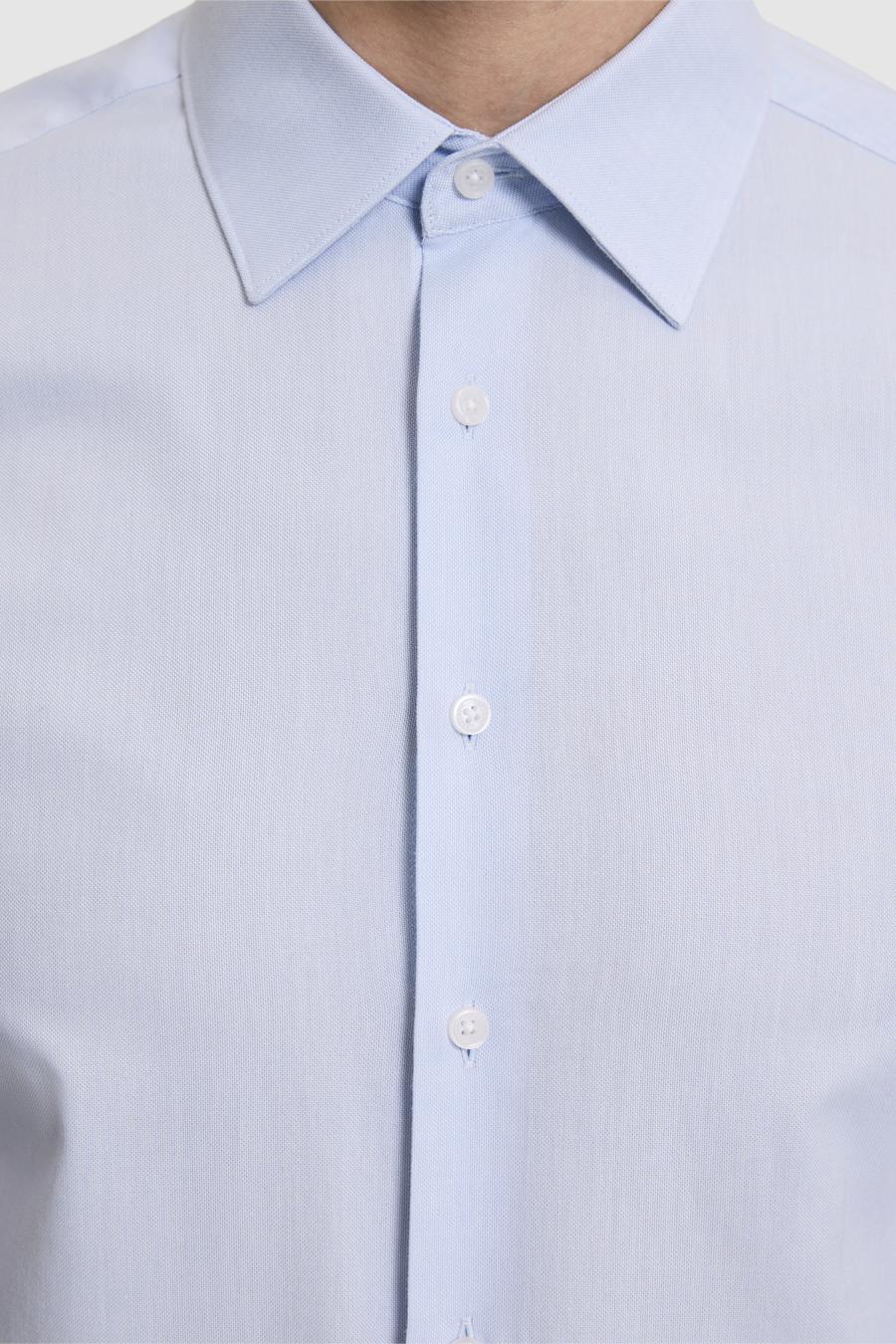 Açık Mavi Slim Fit %100 Pamuk Klasik Yaka Oxford Gömlek - 50318293010