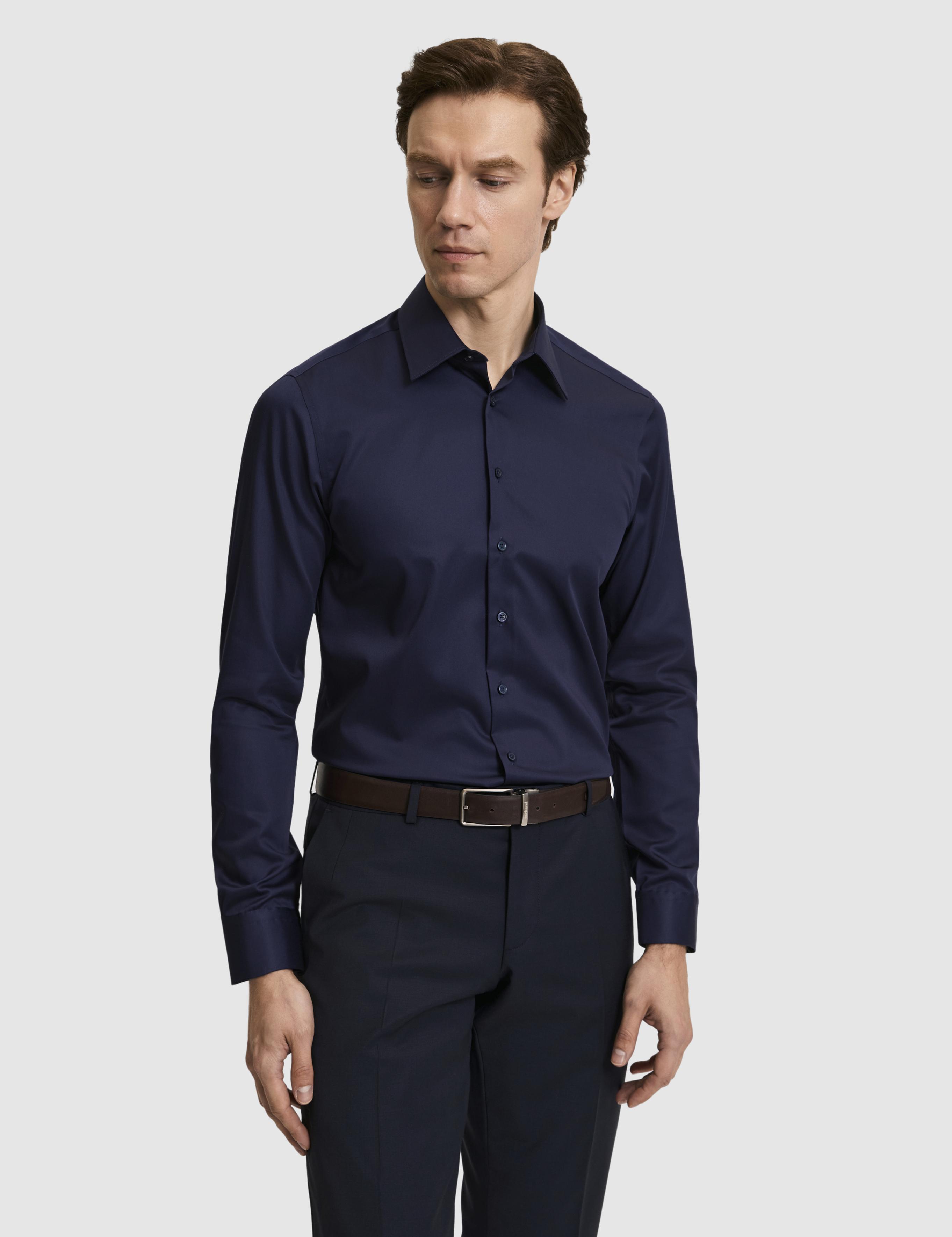 Lacivert Slim Fit %100 Pamuk Non Iron Kolay Ütülenebilir Klasik Gömlek - 50314613027
