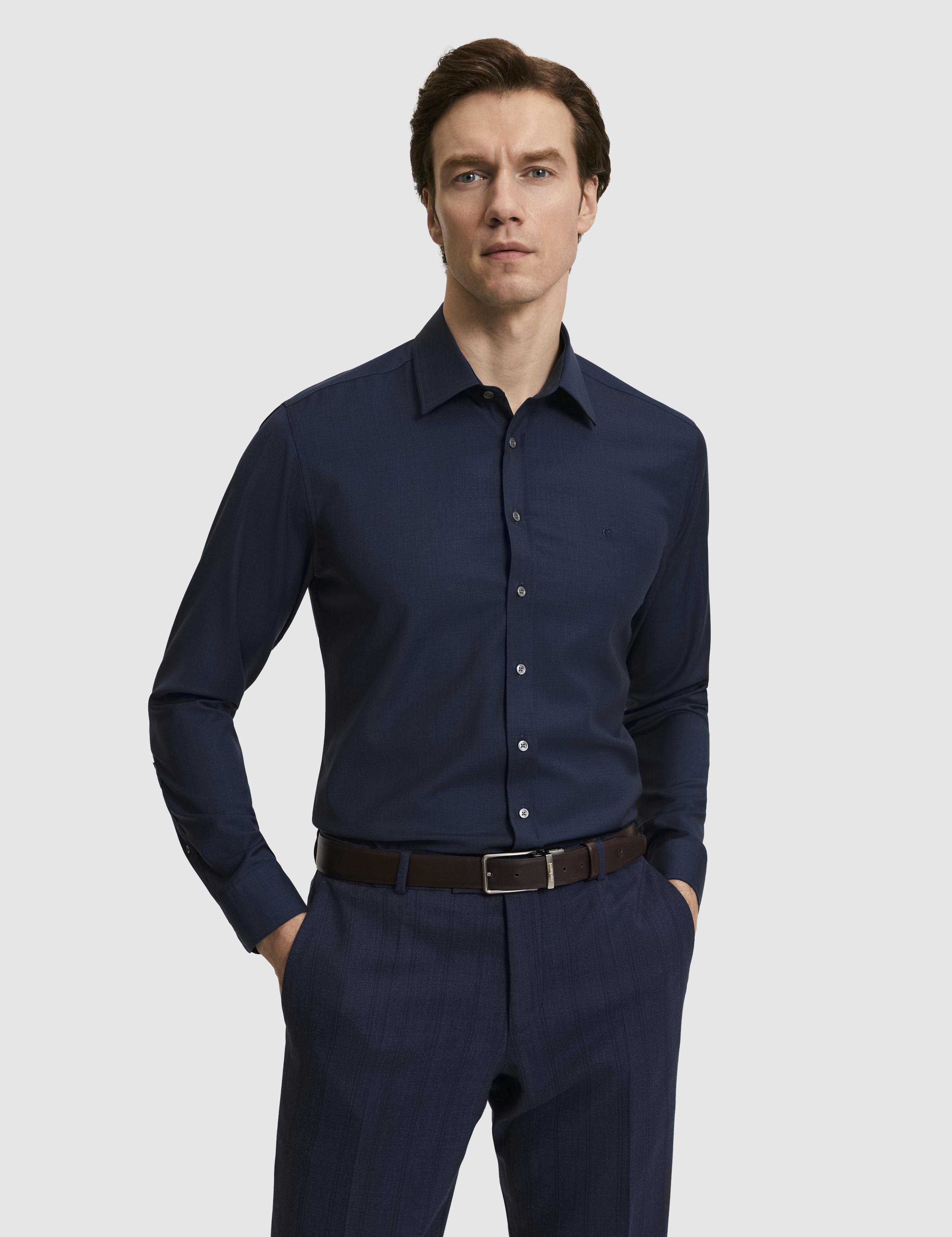 Lacivert Regular Fit %100 Yün Klasik Yaka Gömlek - 50326161009