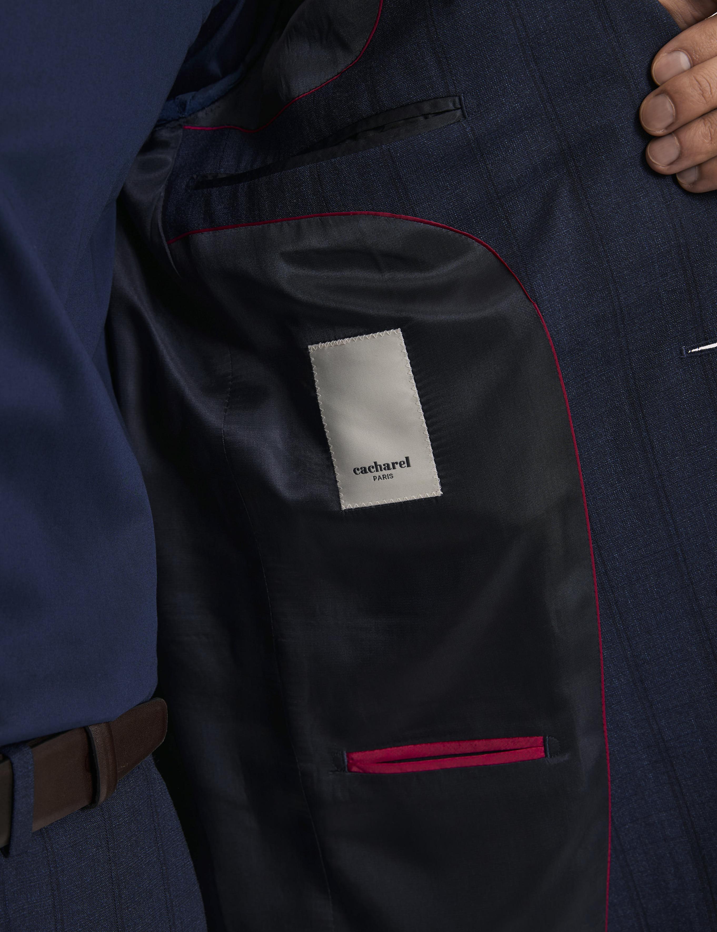 Lacivert Slim Fit Yün Karışımlı Çizgili Takım Elbise - 50325527005