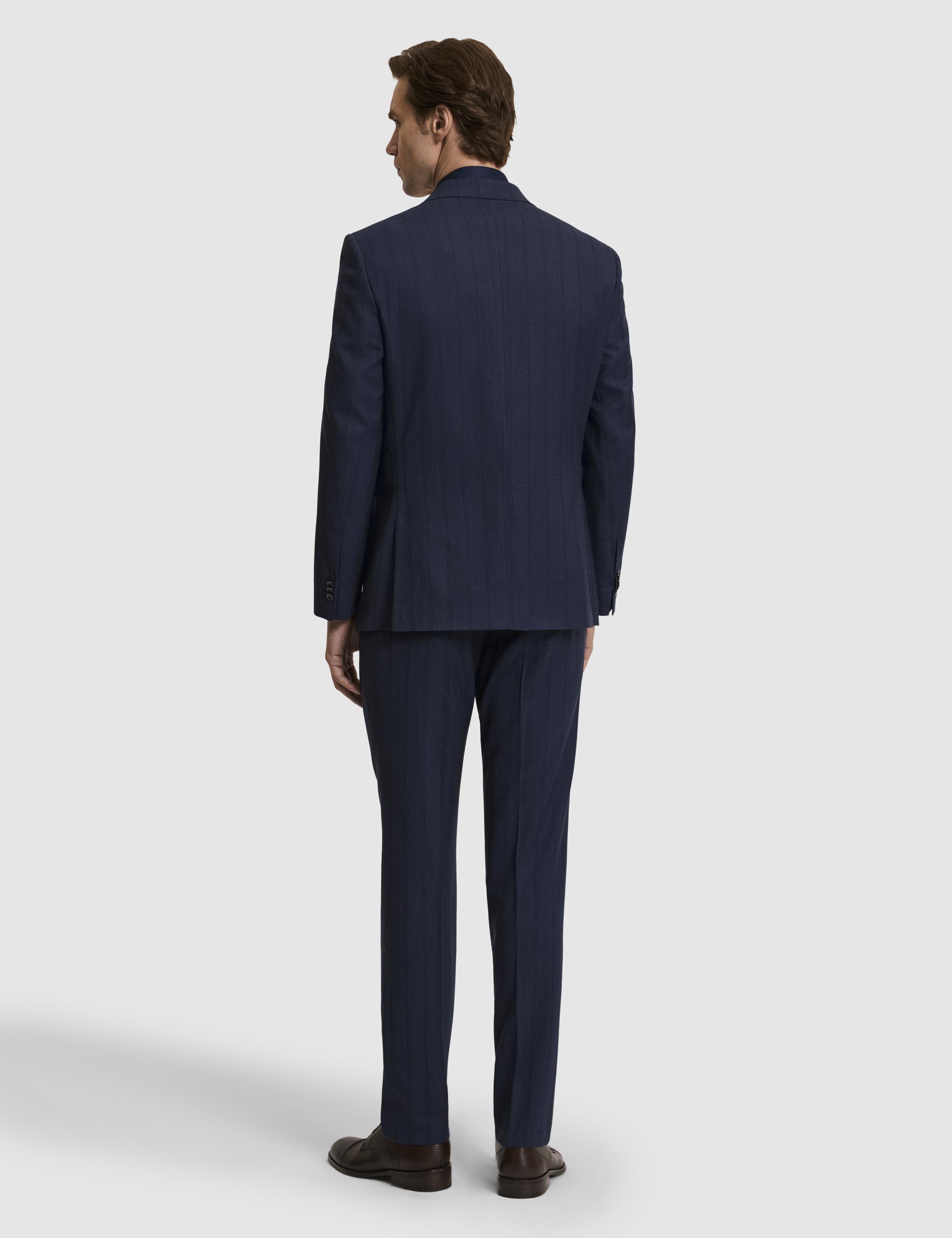 Lacivert Slim Fit Yün Karışımlı Çizgili Takım Elbise - 50325527005