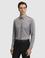 Gri Slim Fit Yün Karışımlı Yakası Alttan Biritli Gömlek