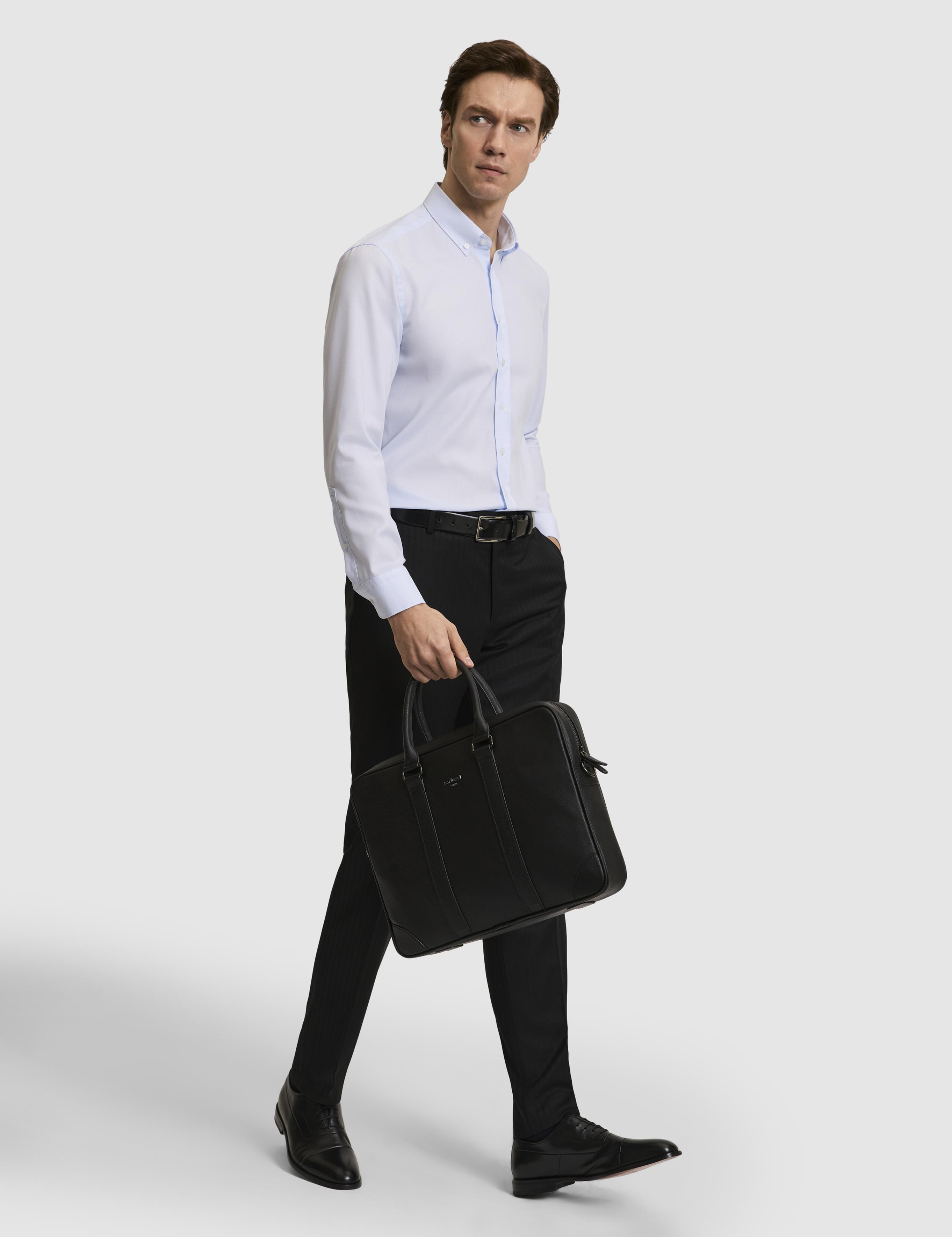 Açık Mavi Slim Fit %100 Pamuk Yakası Düğmeli Oxford Gömlek - 50325041027
