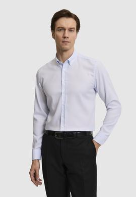 Açık Mavi Slim Fit %100 Pamuk Yakası Düğmeli Oxford Gömlek