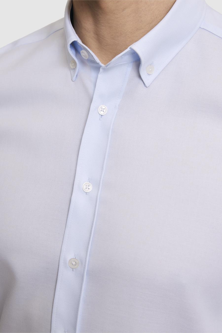 Açık Mavi Slim Fit %100 Pamuk Yakası Düğmeli Oxford Gömlek - 50325041027