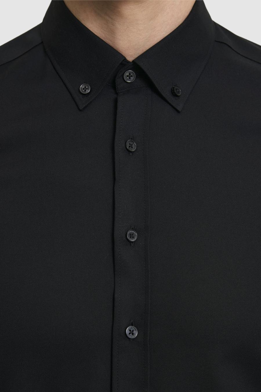 Siyah Slim Fit %100 Pamuk Yakası Düğmeli Oxford Gömlek - 50325041044
