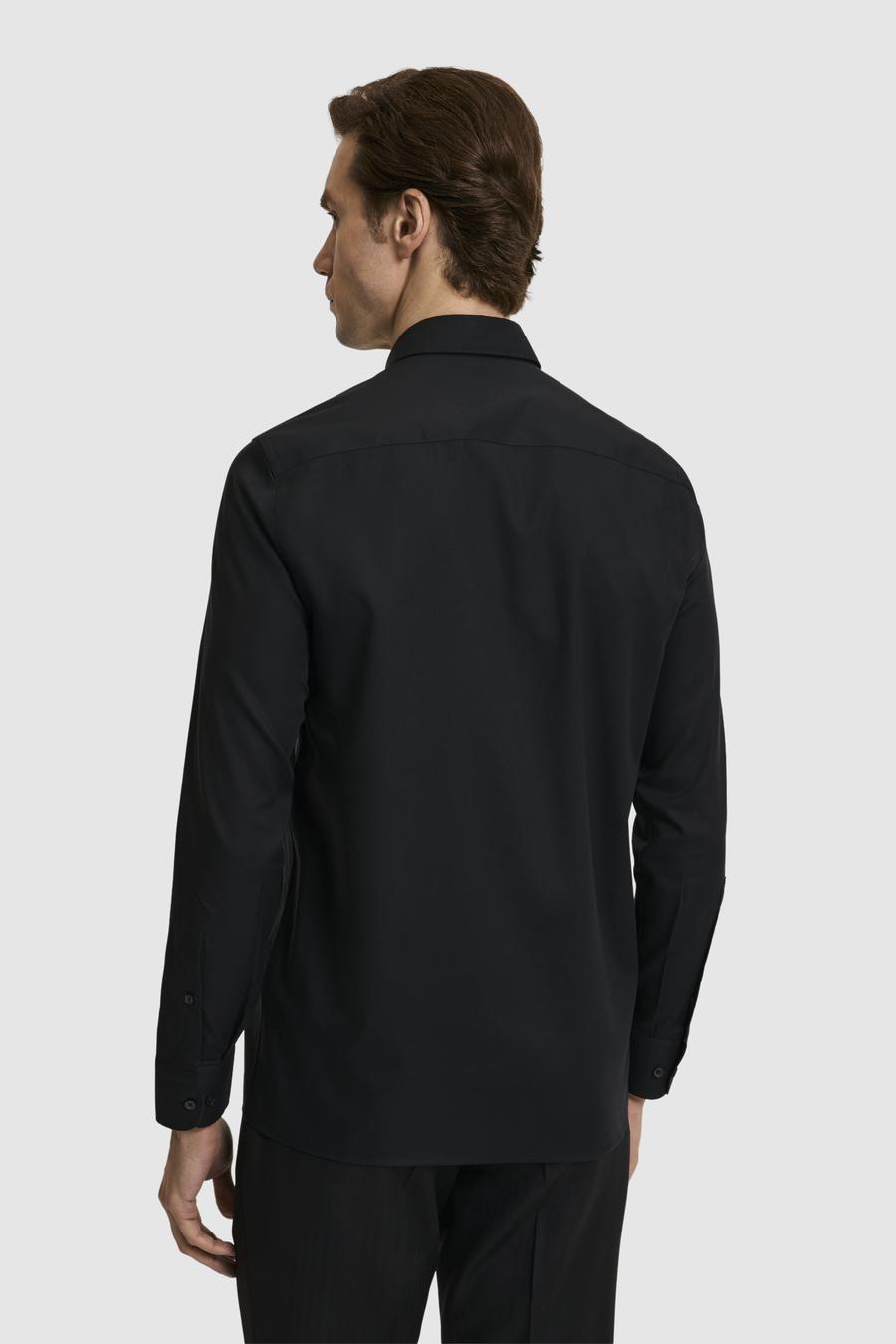 Siyah Slim Fit %100 Pamuk Yakası Düğmeli Oxford Gömlek - 50325041044