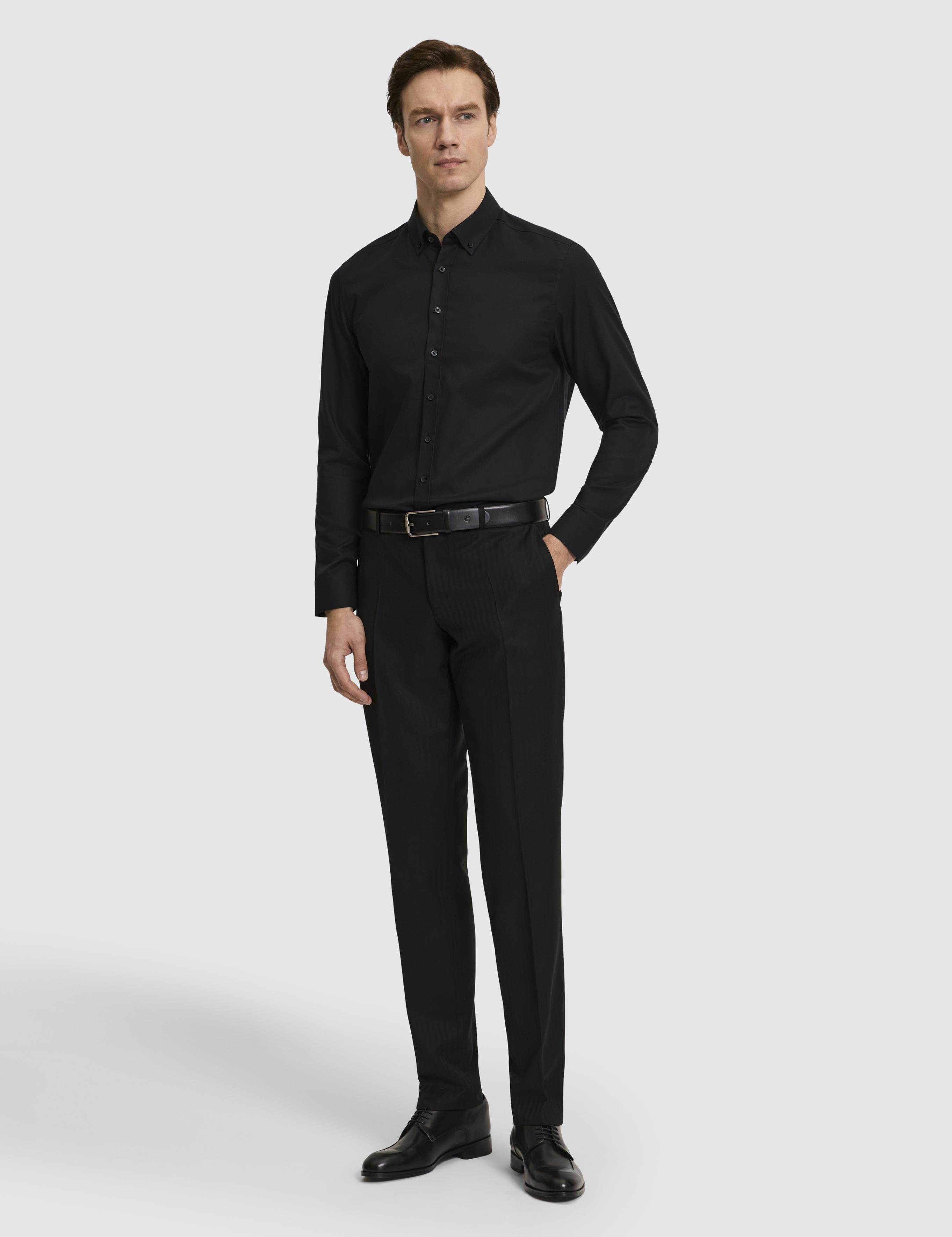 Siyah Slim Fit %100 Pamuk Yakası Düğmeli Oxford Gömlek - 50325041044