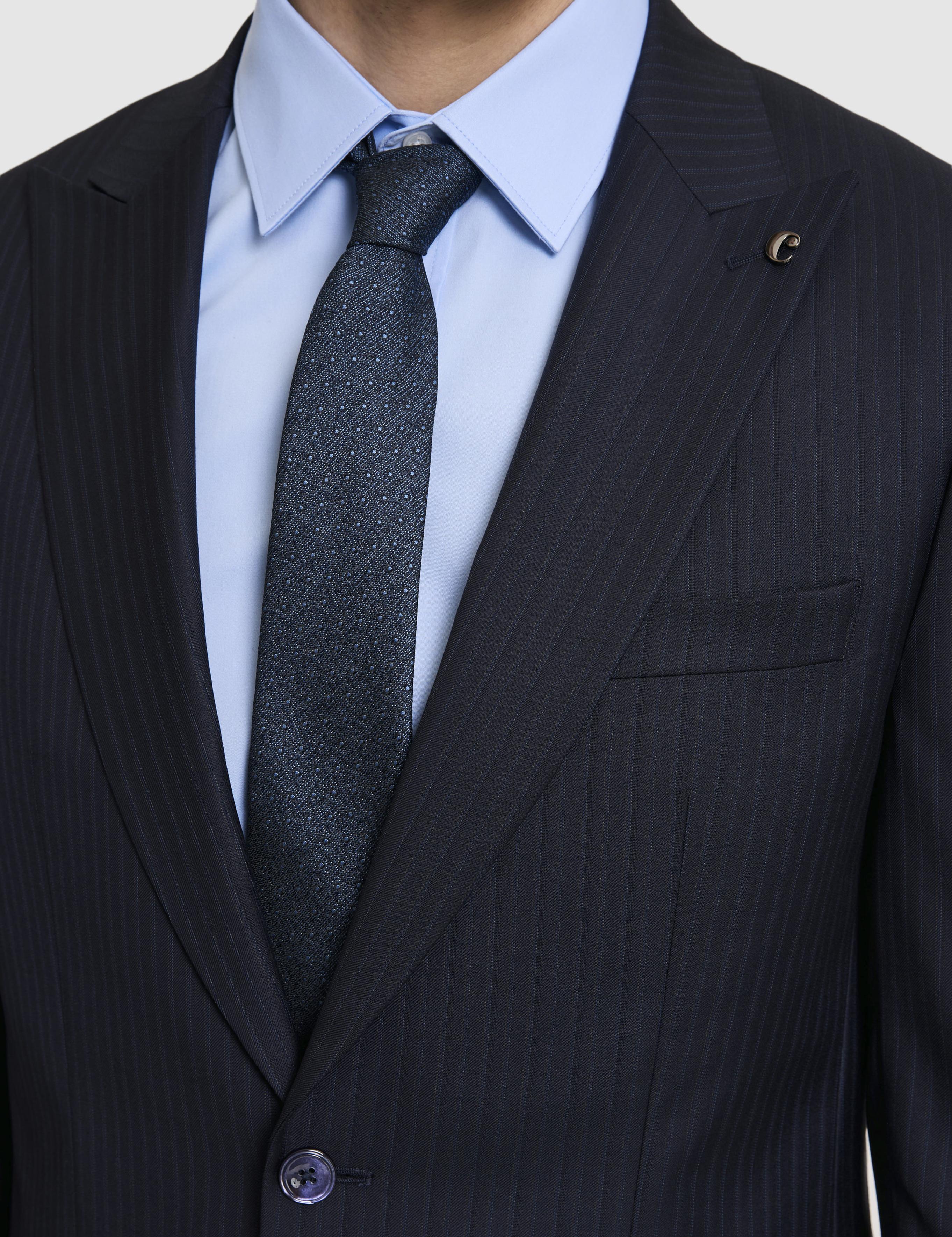 Lacivert Slim Fit %100 Yün Çizgili Takım Elbise - 50319152011