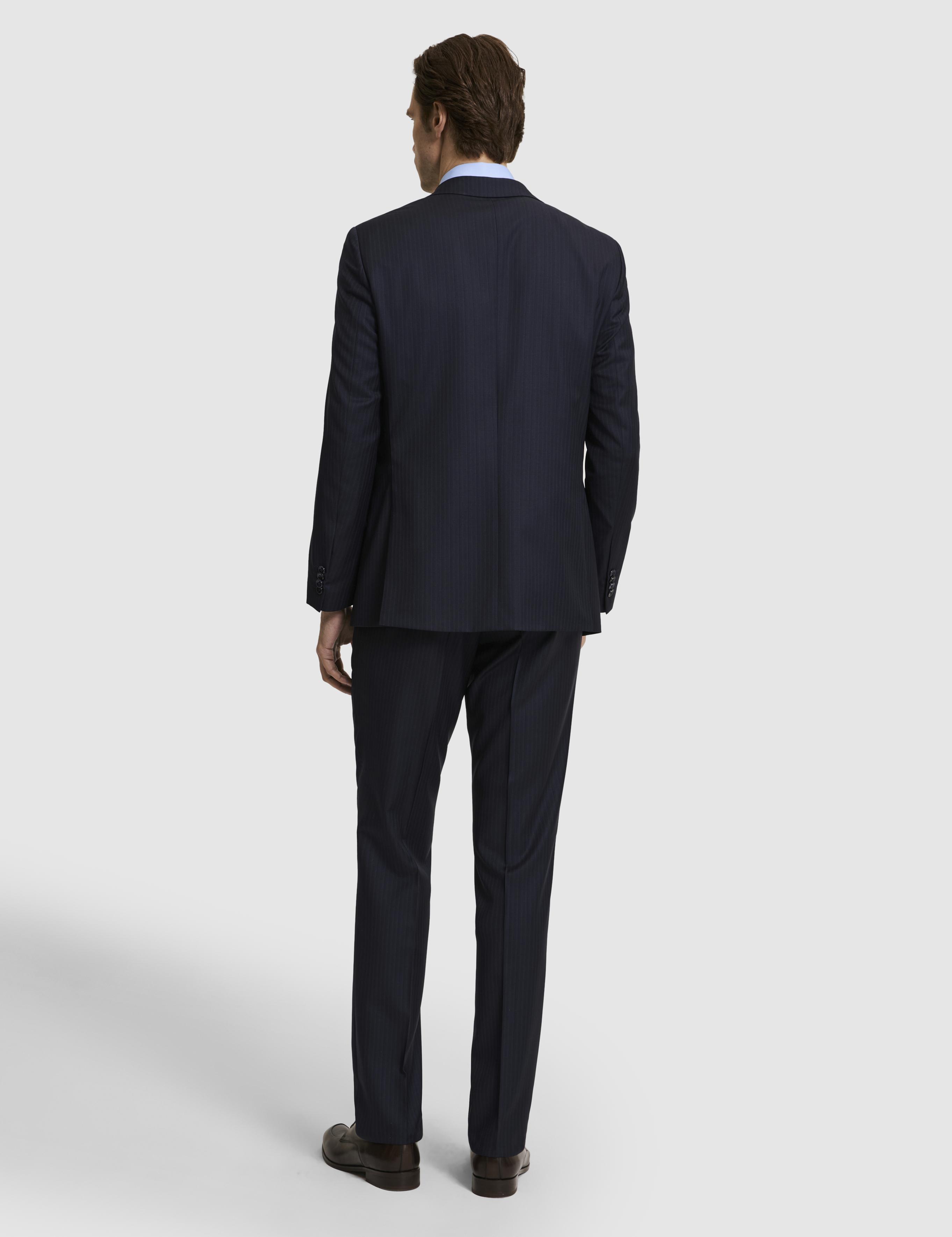 Lacivert Slim Fit %100 Yün Çizgili Takım Elbise - 50319152011