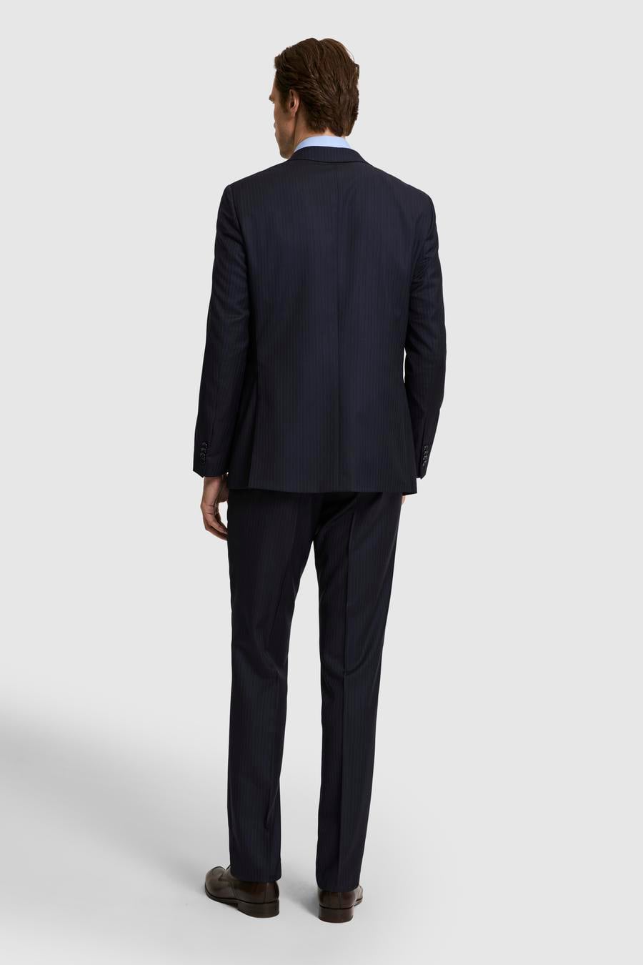 Lacivert Slim Fit %100 Yün Çizgili Takım Elbise - 50319152011
