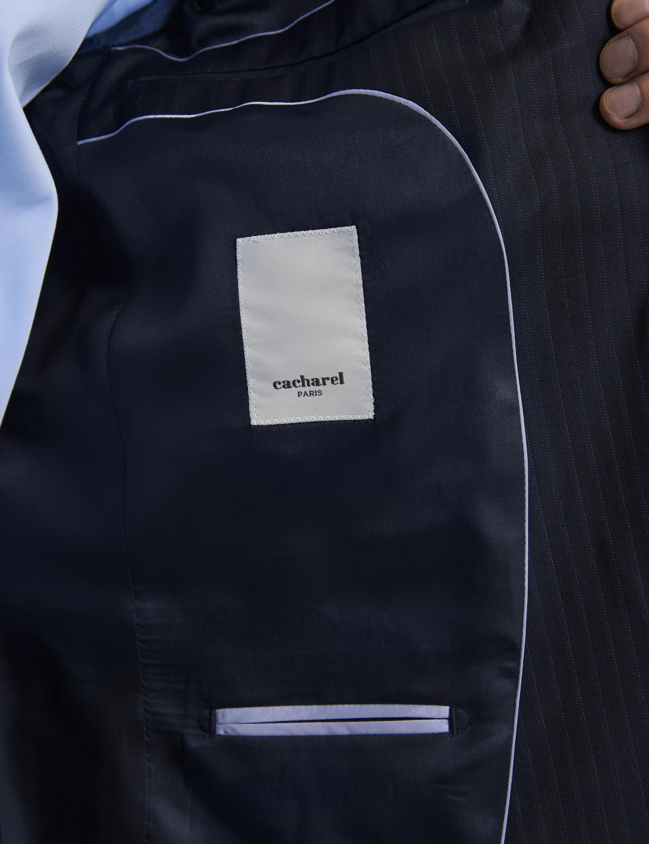 Lacivert Slim Fit %100 Yün Çizgili Takım Elbise - 50319152011