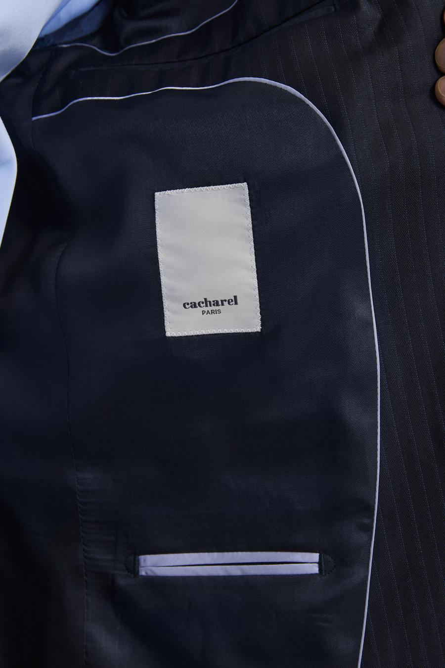 Lacivert Slim Fit %100 Yün Çizgili Takım Elbise - 50319152011