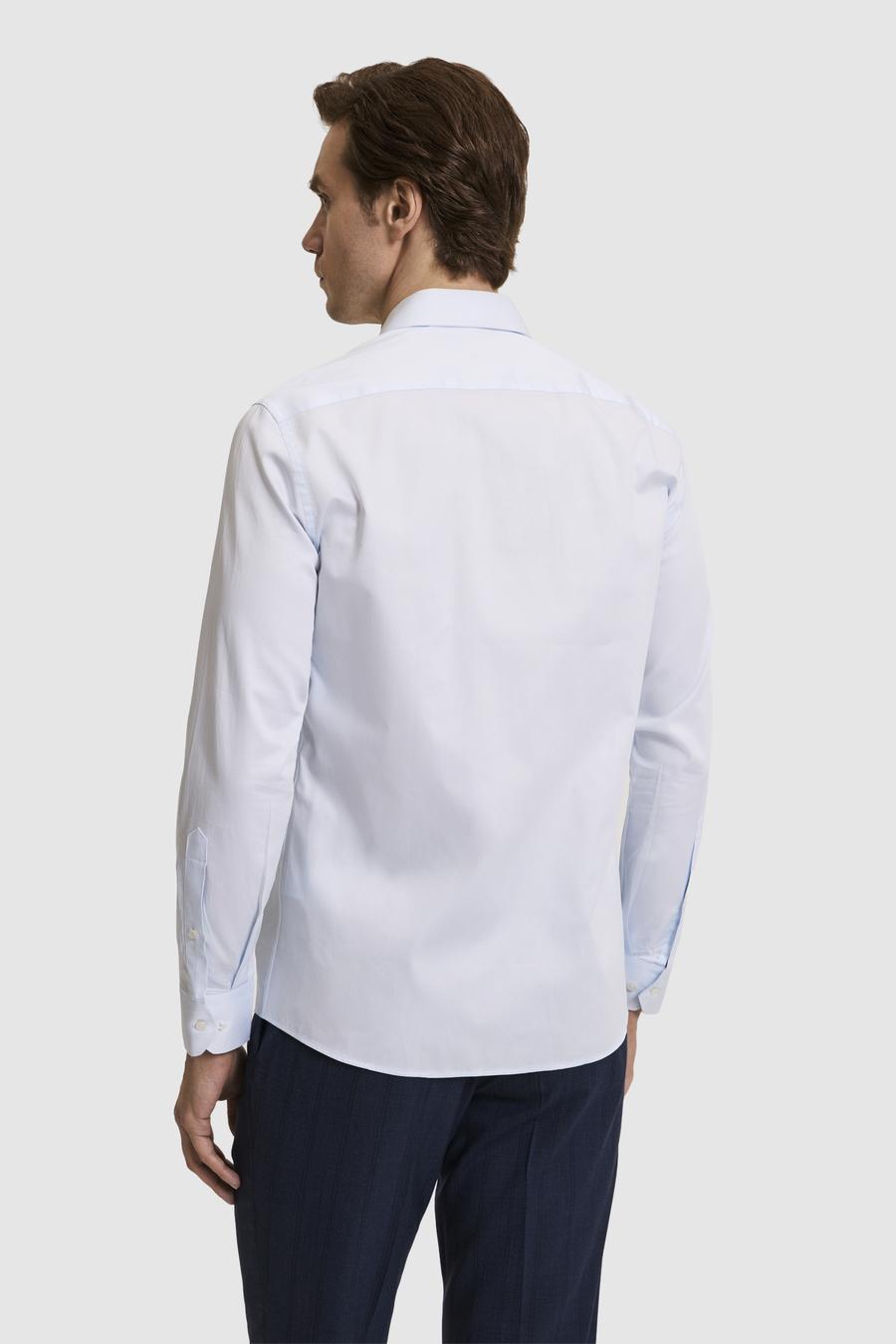 Açık Mavi Slim Fit Uzun Kollu Basic Gömlek - 50268503021