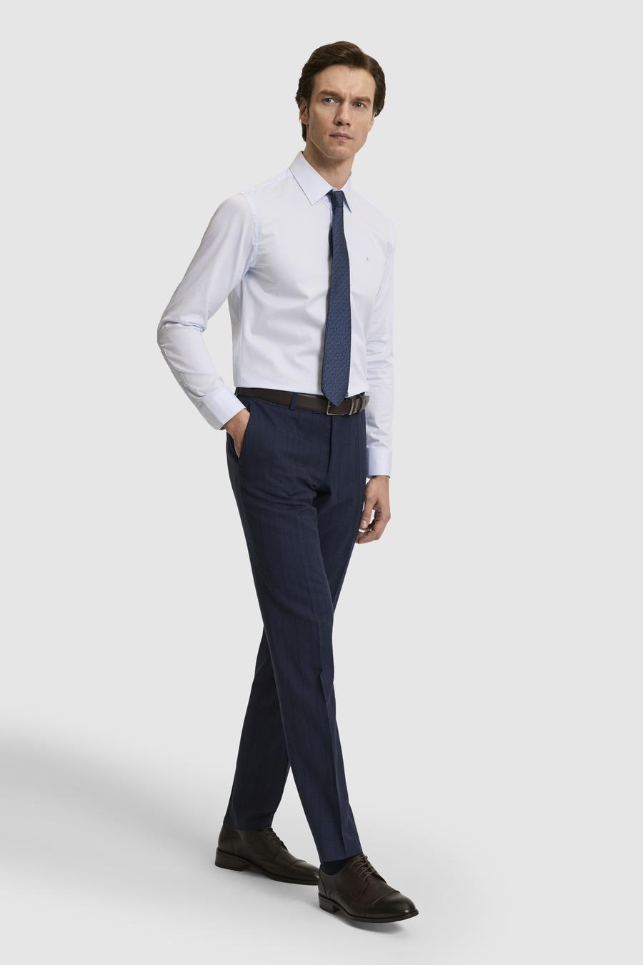 Açık Mavi Slim Fit Uzun Kollu Basic Gömlek - 50268503021