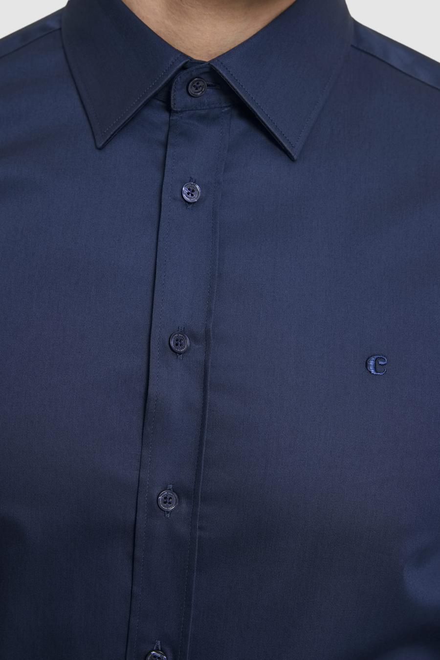 Lacivert Slim Fit Uzun Kollu Basic Gömlek - 50268503065