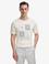 Beyaz Regular Fit Pamuk Karışımlı Bisiklet Yaka Desenli T-shirt