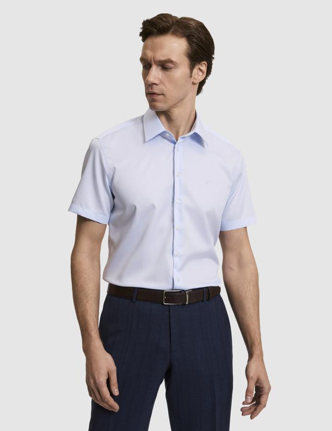 Açık Mavi Regular Fit Kısa Kollu Gömlek
