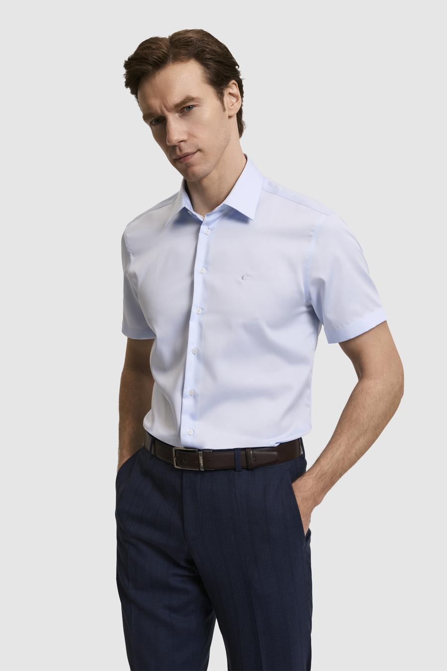 Açık Mavi Regular Fit Kısa Kollu Gömlek - 50321287074