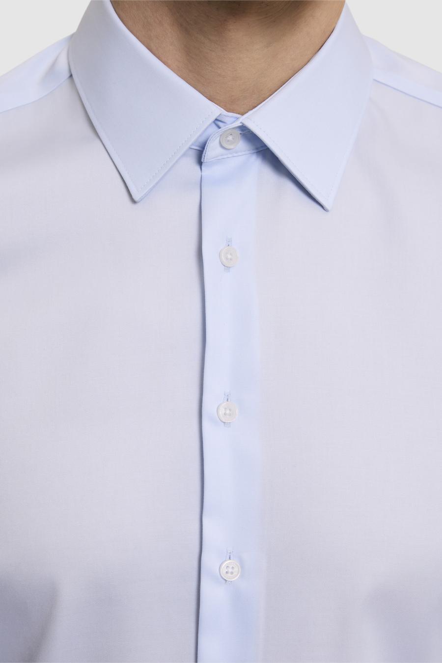 Açık Mavi Slim Fit %100 Pamuk Klasik Yaka Non Iron Gömlek - 50330012027