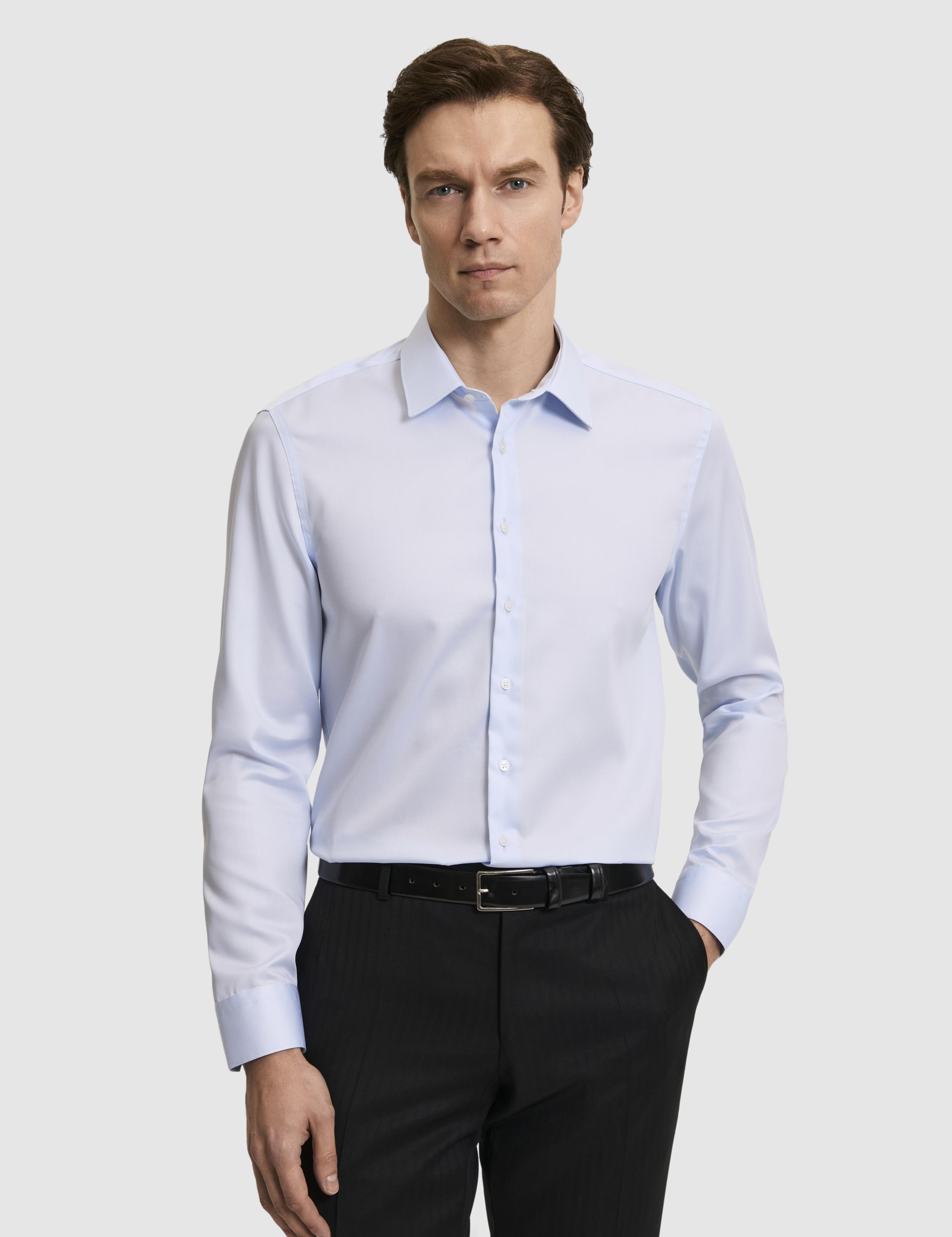 Açık Mavi Slim Fit %100 Pamuk Klasik Yaka Non Iron Gömlek - 50330012027