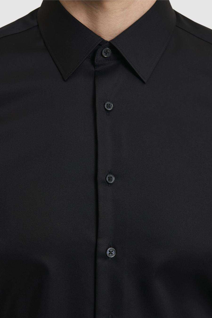 Siyah Slim Fit %100 Pamuk Klasik Yaka Non Iron Gömlek - 50330012044