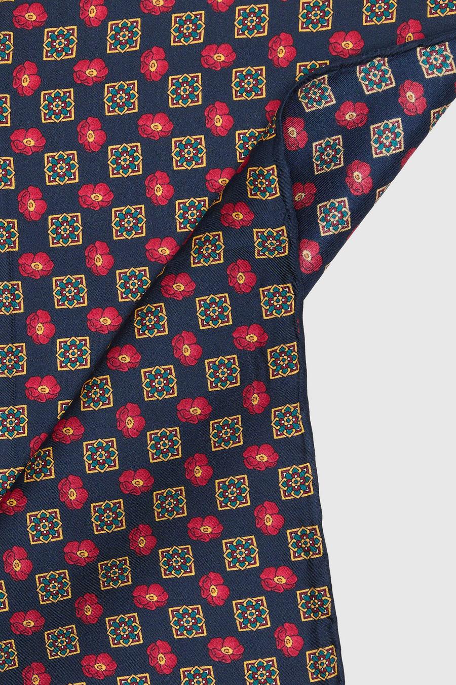 Lacivert Saf İpek Mendil - 50325360001