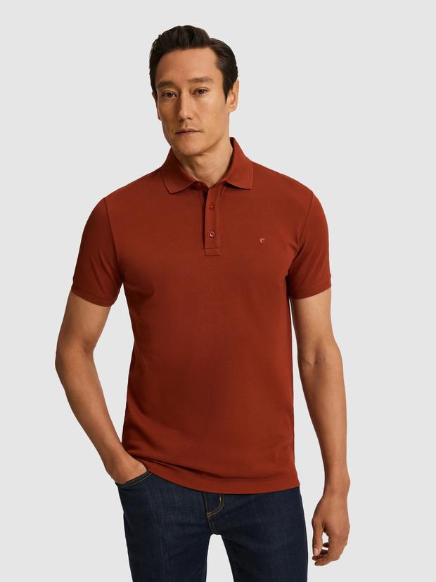 Kiremit Slim Fit Saf Pamuk Polo Yaka Basic T-shirt
