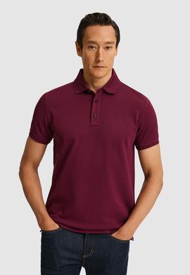 Bordo Slim Fit Saf Pamuk Polo Yaka Basic T-shirt