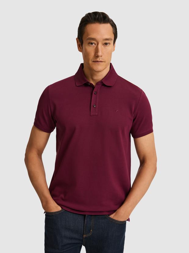 Bordo Slim Fit Saf Pamuk Polo Yaka Basic T-shirt