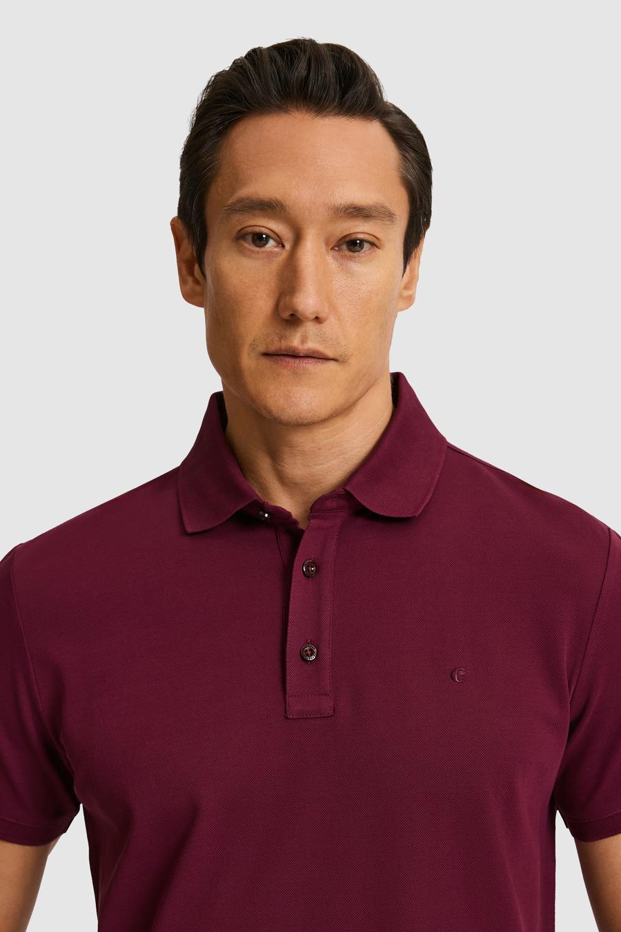Bordo Slim Fit Saf Pamuk Polo Yaka Basic T-shirt - 50320657122