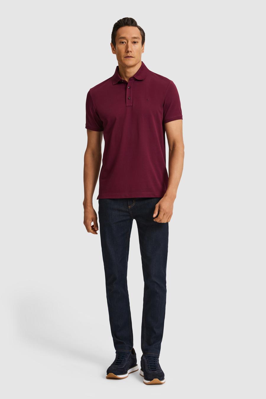 Bordo Slim Fit Saf Pamuk Polo Yaka Basic T-shirt - 50320657122