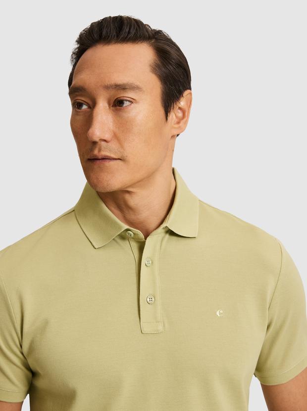 Yeşil Slim Fit Saf Pamuk Polo Yaka Basic T-shirt