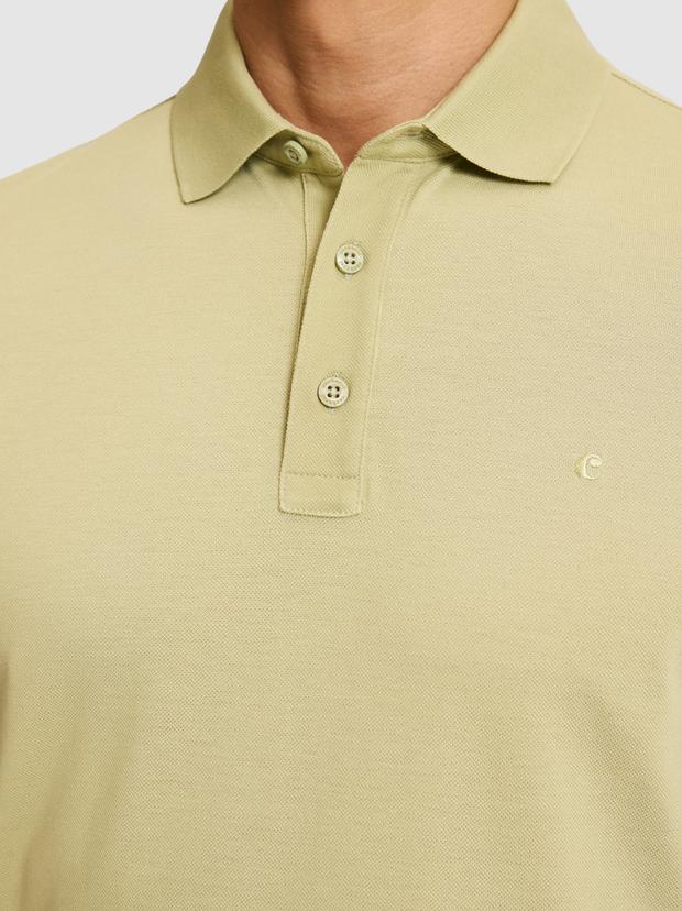 Yeşil Slim Fit Saf Pamuk Polo Yaka Basic T-shirt