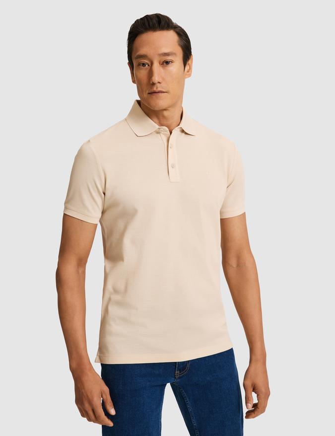 Kum Slim Fit Saf Pamuk Polo Yaka Basic T-shirt