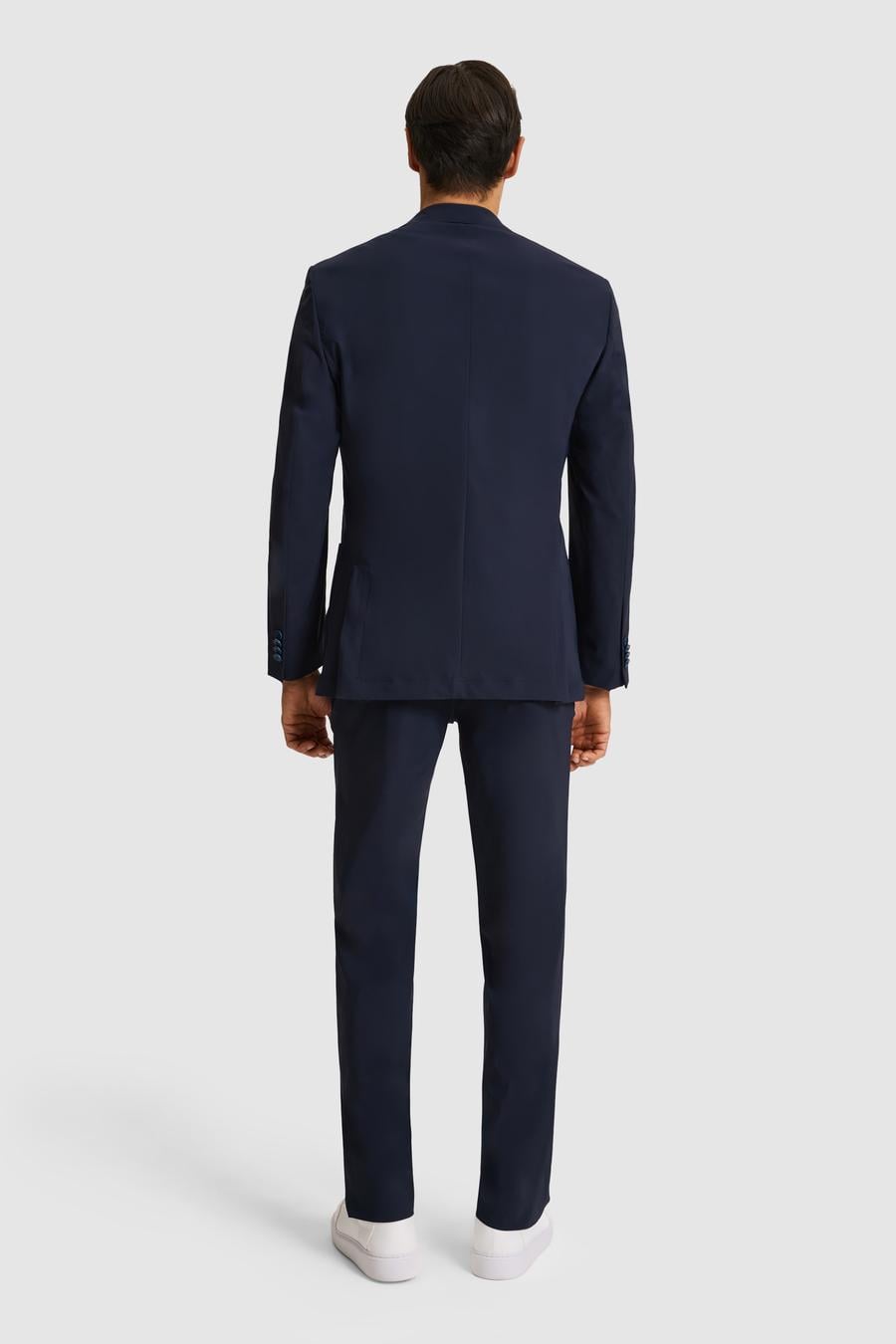 Koyu Lacivert Slim Fit Mikro Desen Mono Yaka Takım Elbise - 50325777056
