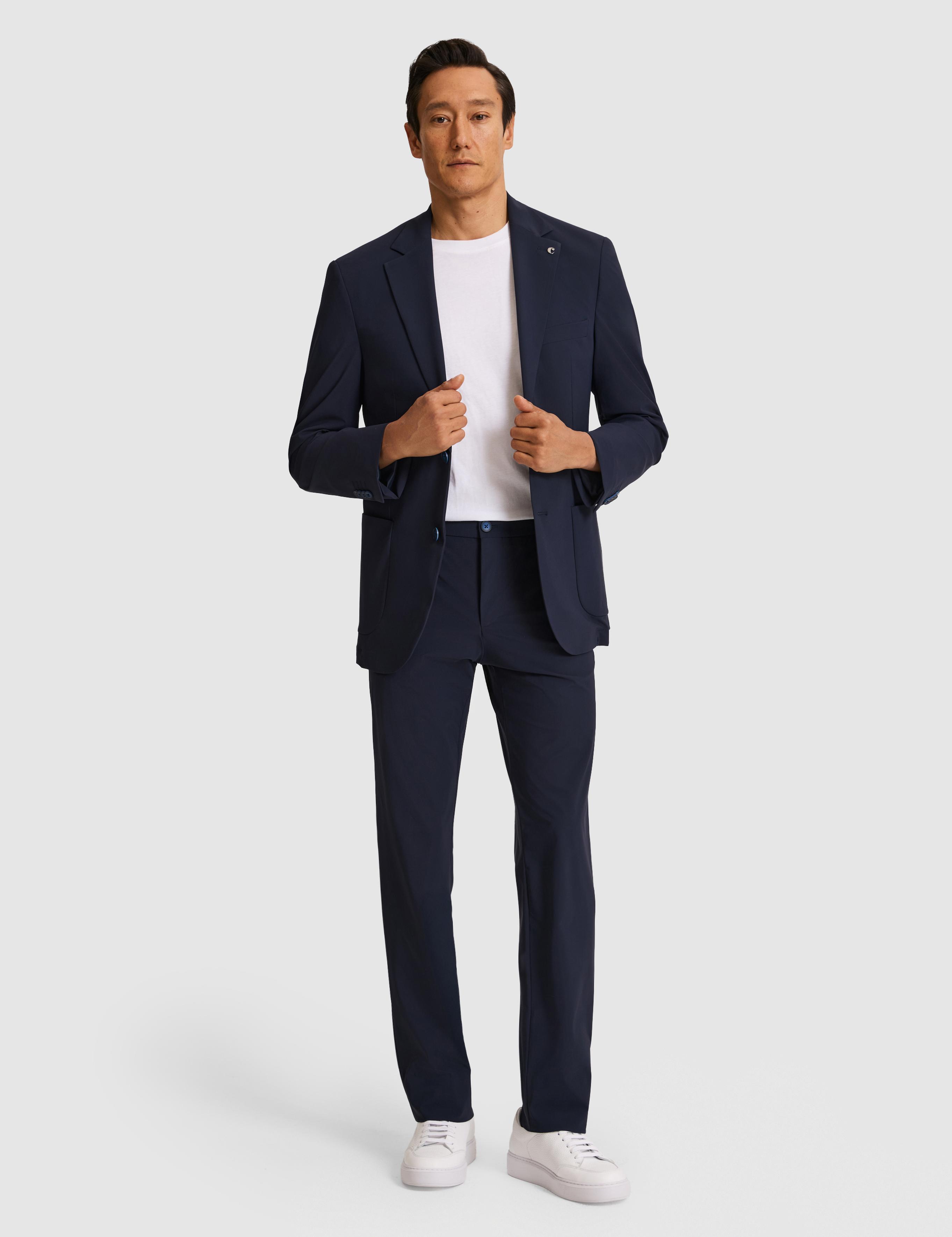 Koyu Lacivert Slim Fit Mikro Desen Mono Yaka Takım Elbise - 50325777056