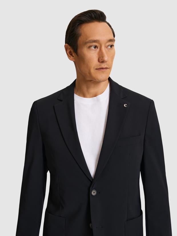Siyah Slim Fit Mikro Desen Mono Yaka Takım Elbise