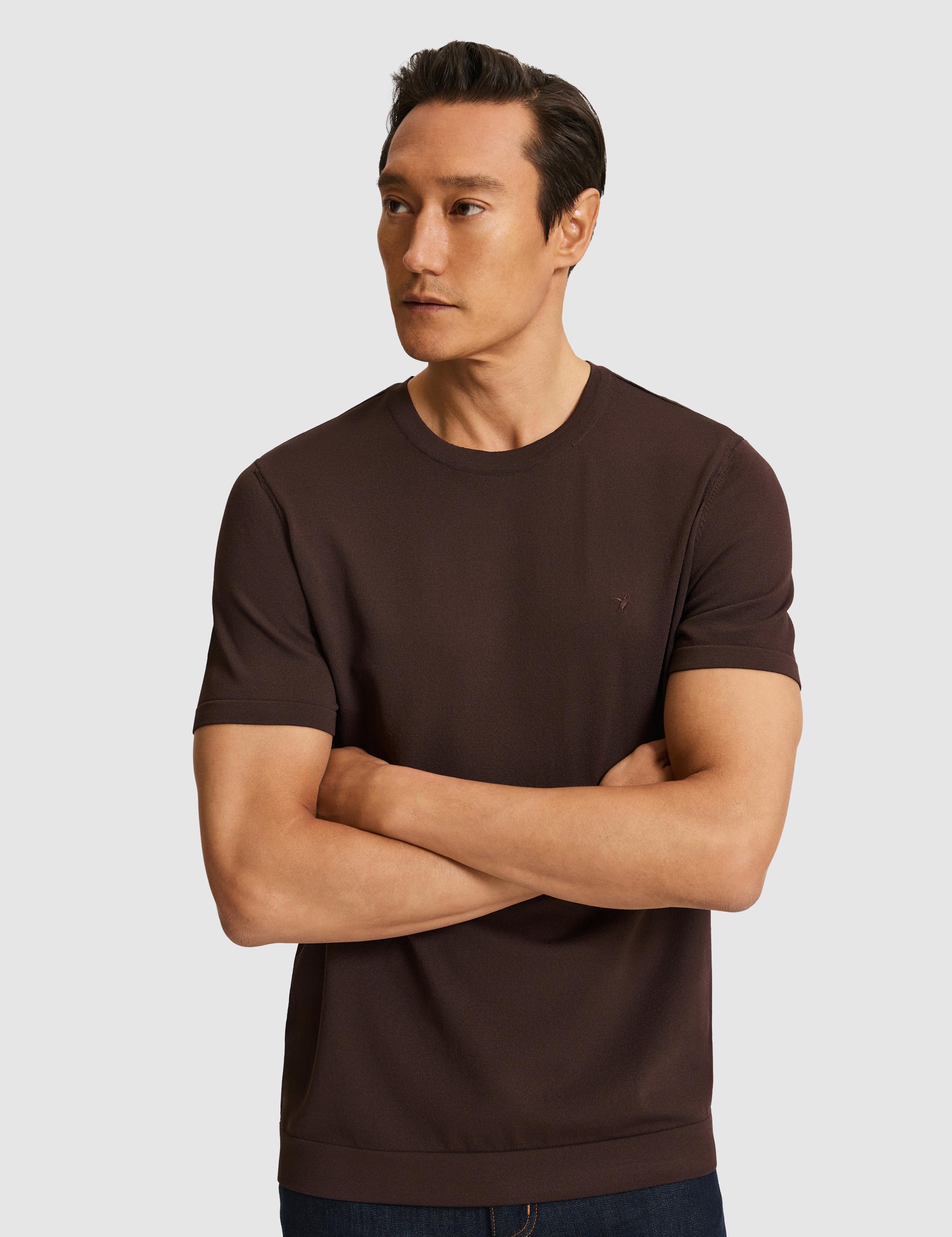 Kahverengi Slim Fit Bisiklet Yaka Triko T-shirt - 50323863042