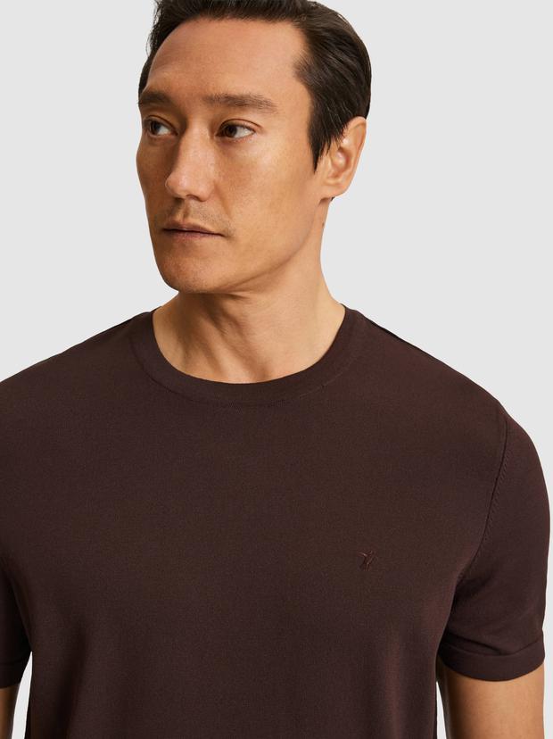 Kahverengi Slim Fit Bisiklet Yaka Triko T-shirt