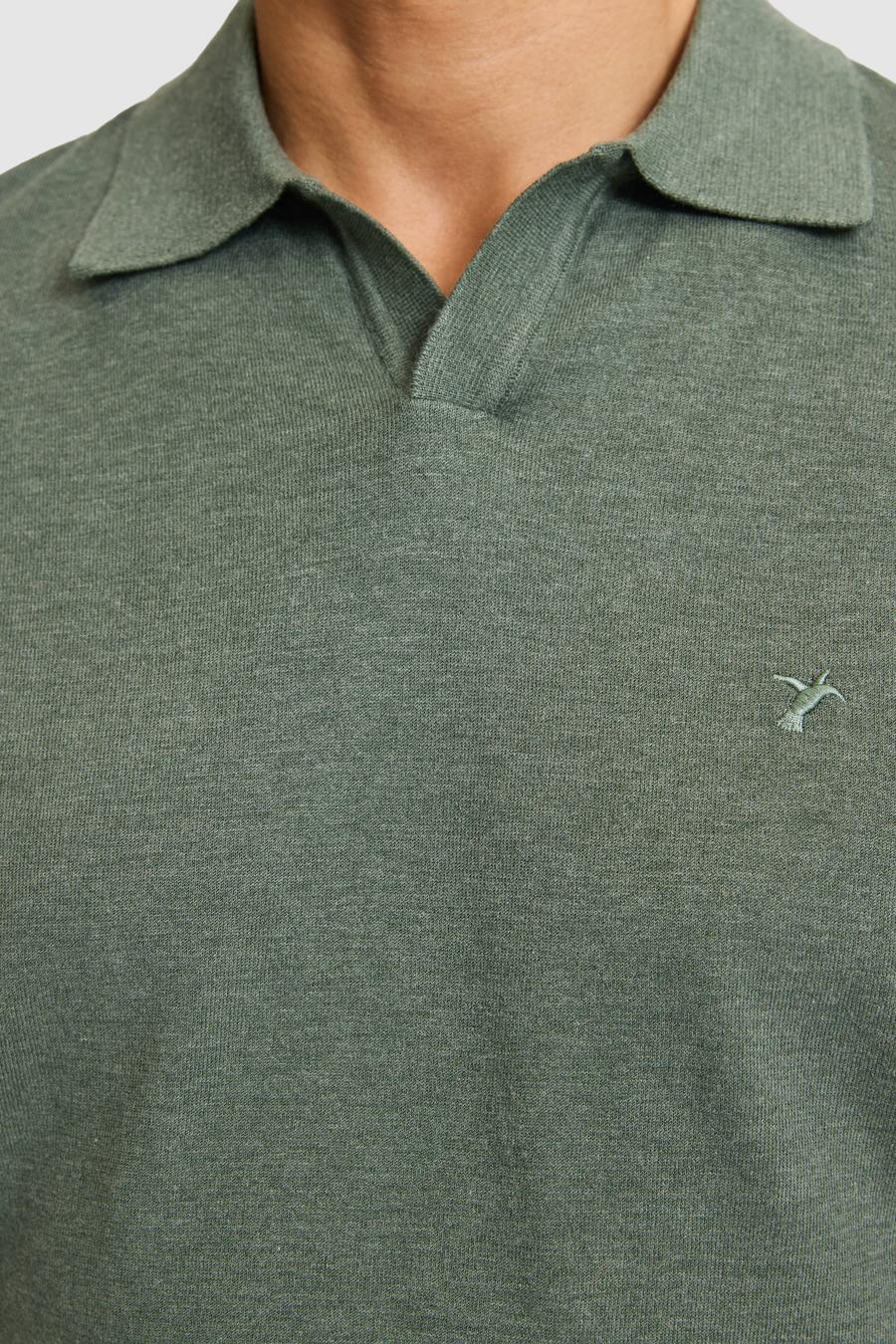 Koyu Yeşil Slim Fit Apaş Yaka Modal Karışımlı Triko T-shirt - 50324008052