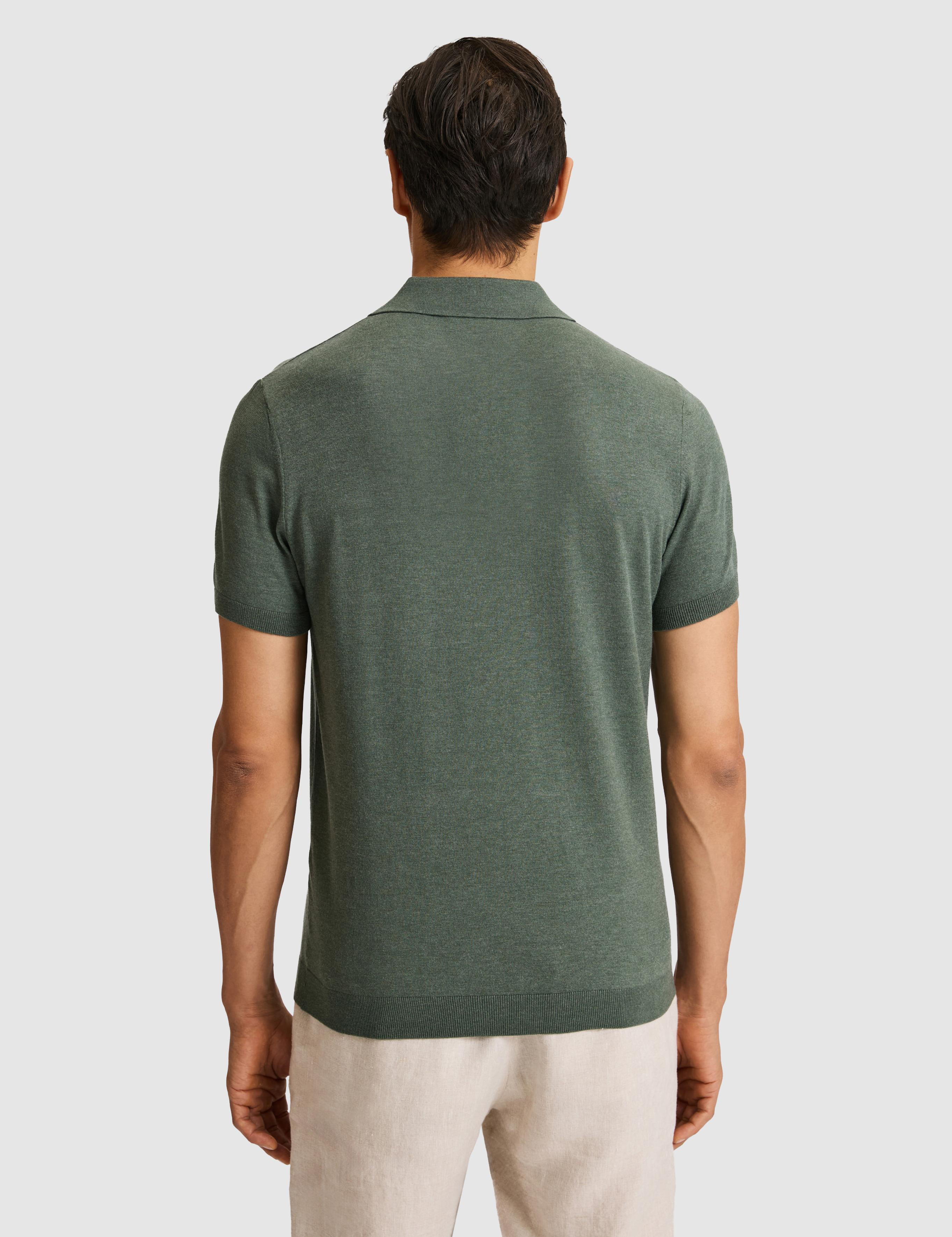 Koyu Yeşil Slim Fit Apaş Yaka Modal Karışımlı Triko T-shirt - 50324008052