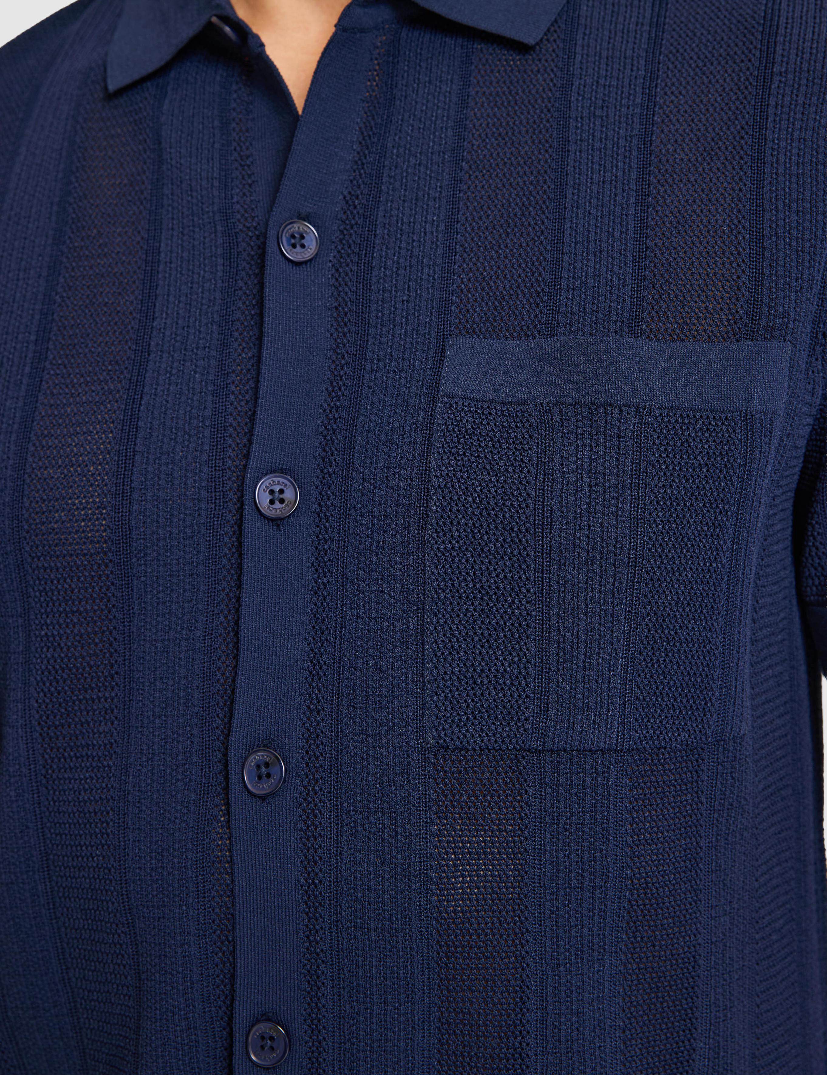 Lacivert Slim Fit Pamuk Karışımlı Triko Gömlek - 50326101010