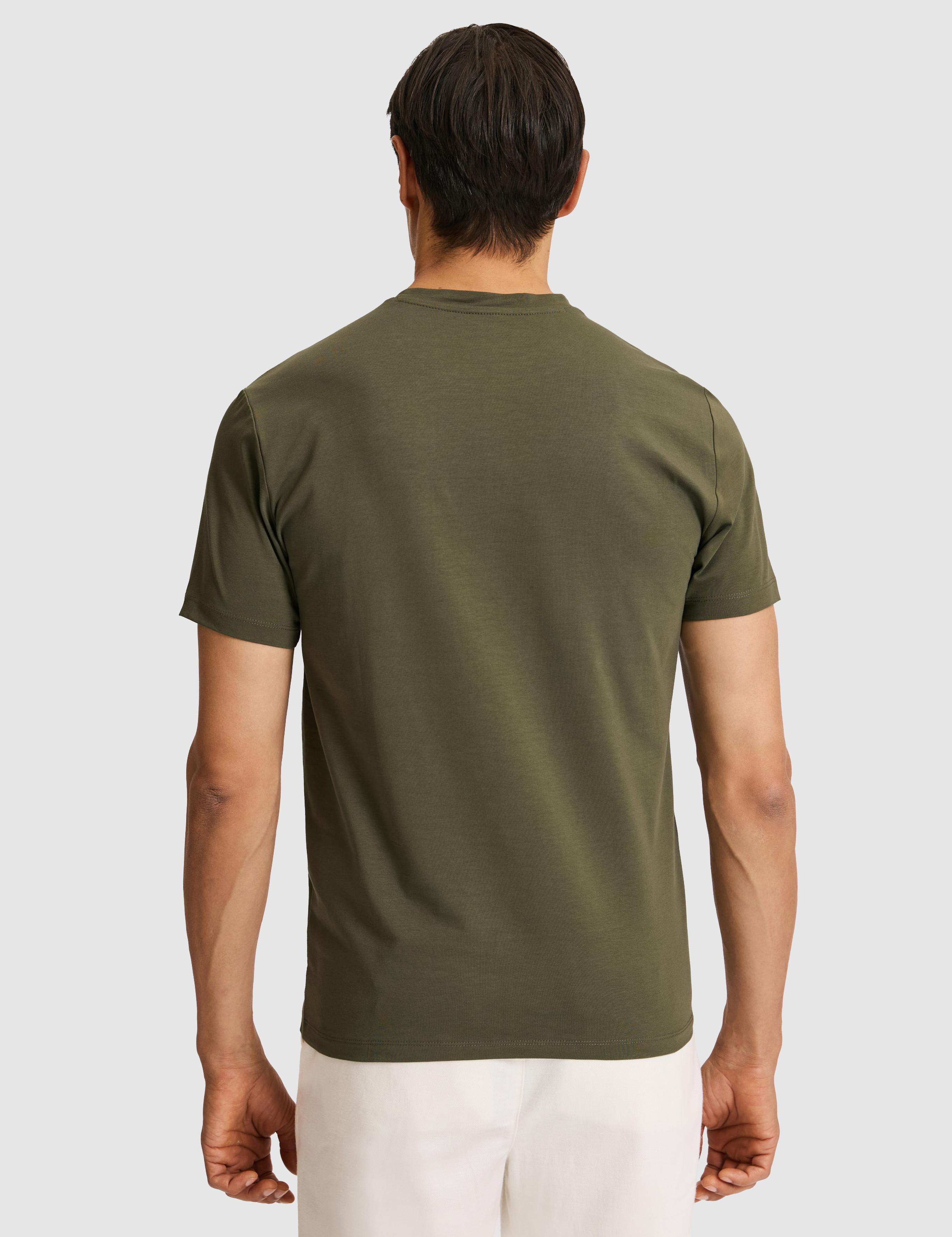Haki Slim Fit Bisiklet Yaka Pamuk Karışımlı Basic T-shirt - 50328373023