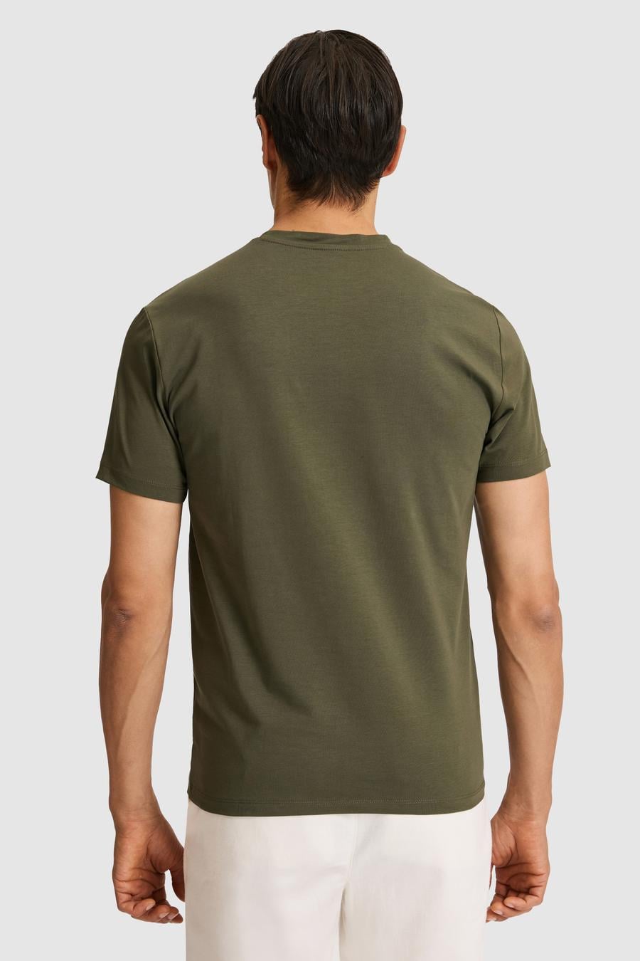 Haki Slim Fit Bisiklet Yaka Pamuk Karışımlı Basic T-shirt - 50328373023