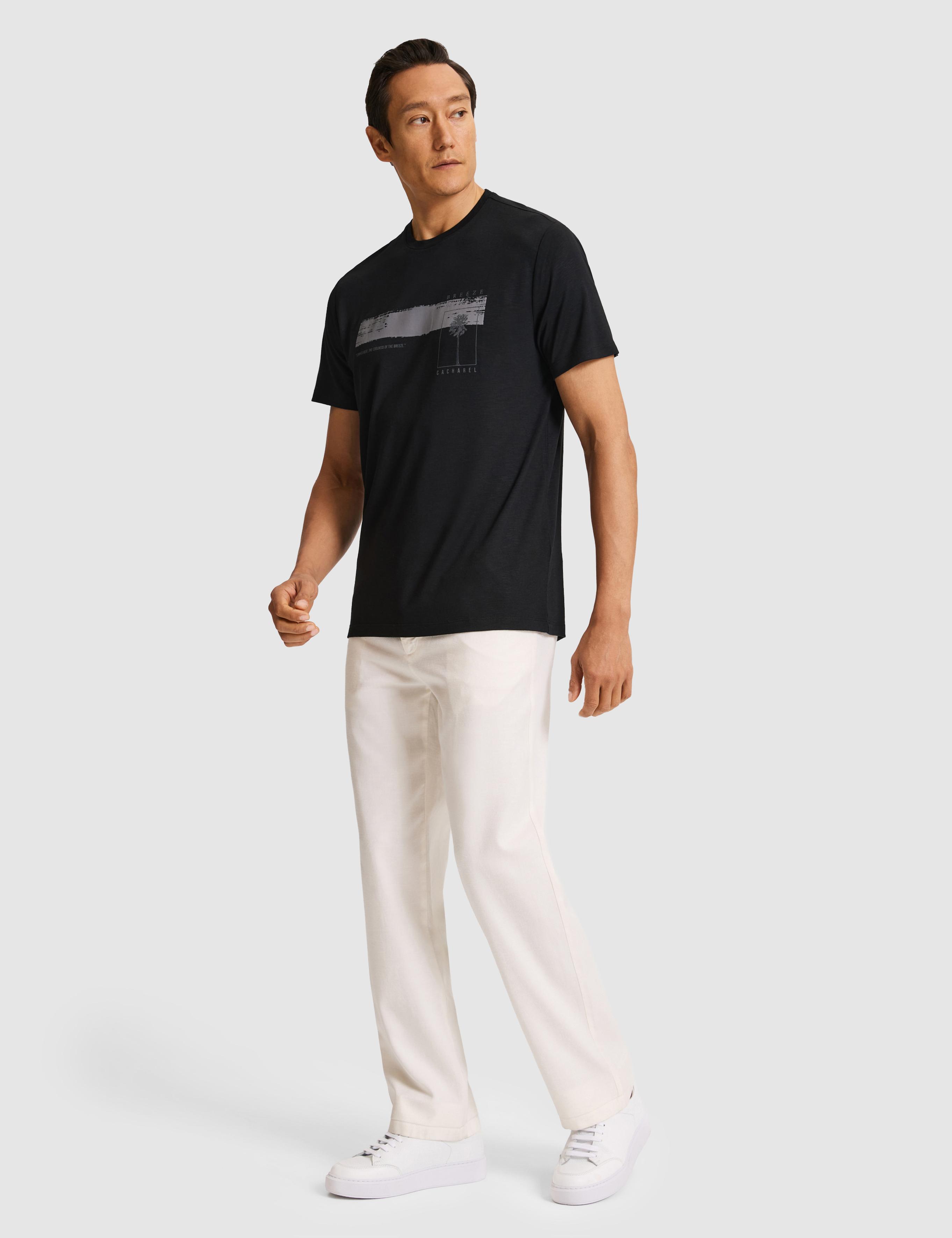 Siyah Slim Fit Modal Karışımlı Baskılı Bisiklet Yaka T-shirt - 50320551030