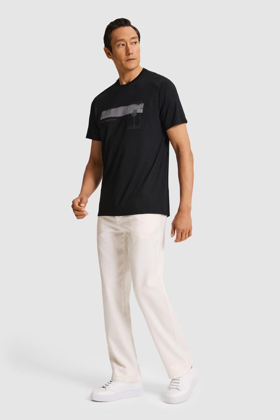 Siyah Slim Fit Modal Karışımlı Baskılı Bisiklet Yaka T-shirt - 50320551030
