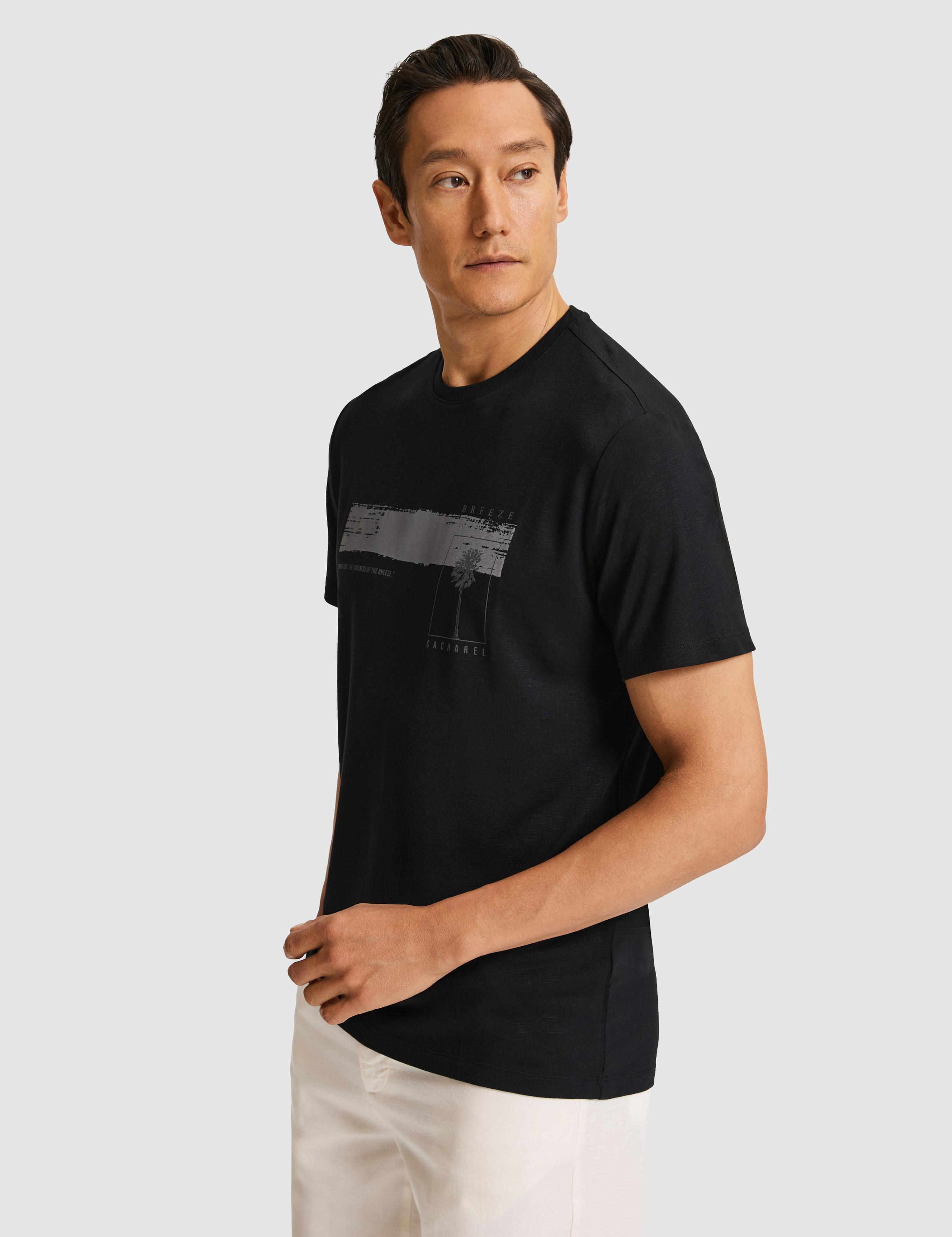 Siyah Slim Fit Modal Karışımlı Baskılı Bisiklet Yaka T-shirt - 50320551030
