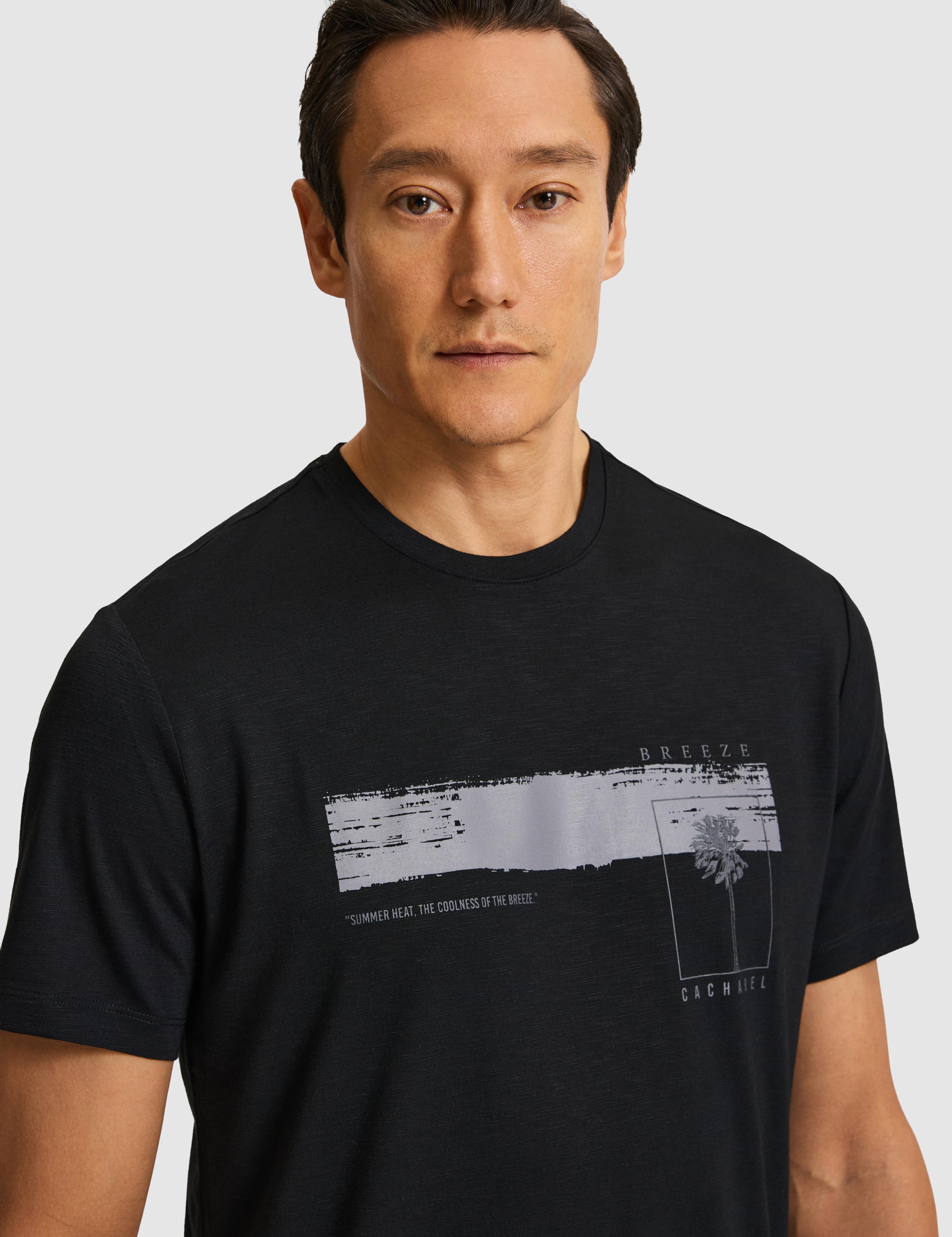 Siyah Slim Fit Modal Karışımlı Baskılı Bisiklet Yaka T-shirt - 50320551030