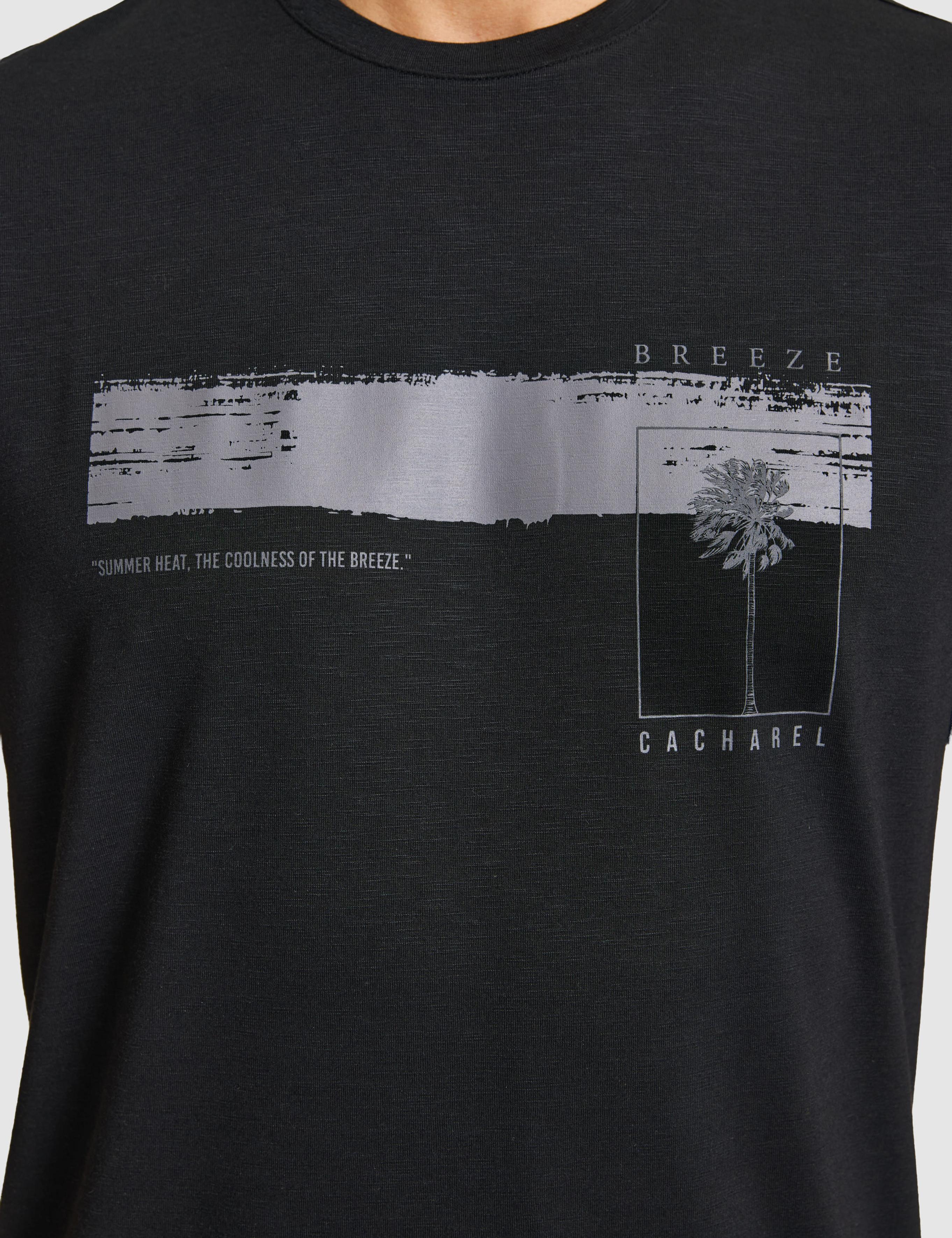 Siyah Slim Fit Modal Karışımlı Baskılı Bisiklet Yaka T-shirt - 50320551030